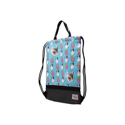 8445118025019-Oh My Pop! Angry Cat - Sac à dos piscine cordon - 1 compartiment - turquoise - Karactermani-Angle droit-2