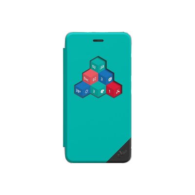 3700738112972-Wiko Smart folio WiCUBE - Protection à rabat pour smartphone - gris foncé, mélange de bleu et -Arrière-1