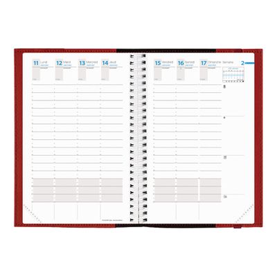 3371010305131-Agenda spiralé à élastique Time & Life Large - 1 semaine sur 2 pages - 16 x 24 cm - rouge ceris-Avant-1