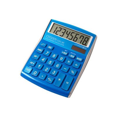 4562195136477-Calculatrice de bureau Citizen CDC-80 - 8 chiffres - alimentation batterie et solaire - bleu clair-Avant-0