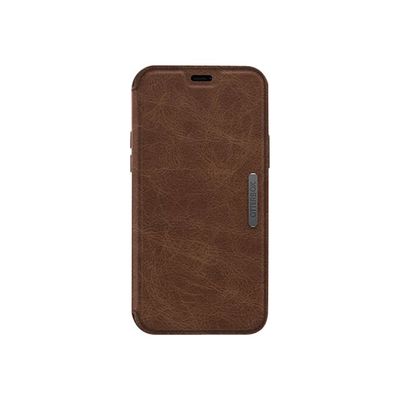 0840104215883-OtterBox Strada Series Folio - porte folio en cuir pour iPhone 12, 12 Pro - marron-Avant-0