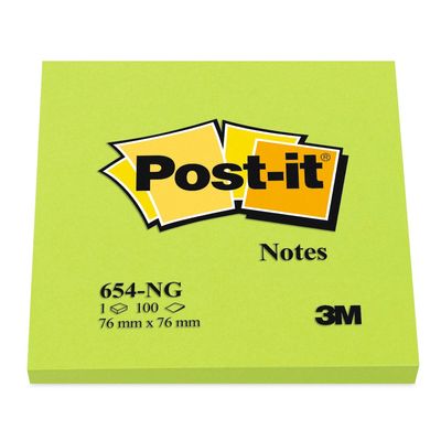 3134375221573-Post-it - 6 Blocs notes - vert néon - 76 x 76 mm--0