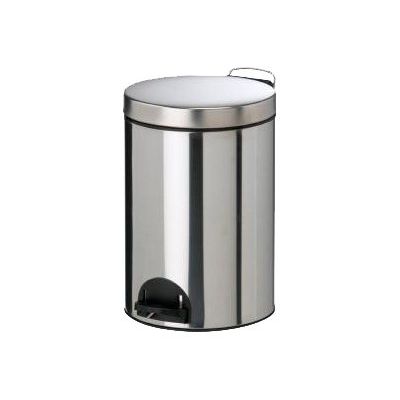 3019920901257-Rossignol Sanelia - Poubelle à pédale métallique - 14 L - acier inoxydable-Angle droit-0