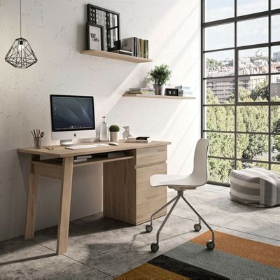 3483600870339-Bureau BALIKHAN - L136 cm - chêne clair--5