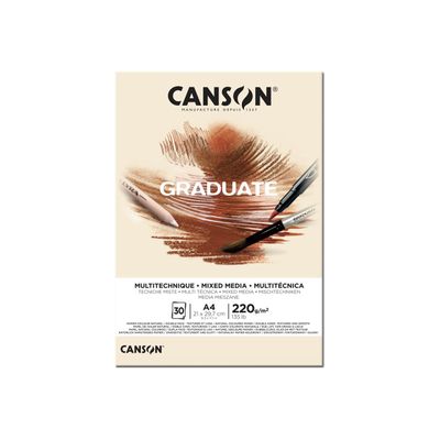3148950021076-Canson Graduate Mix Media - Bloc dessin - 30 feuilles - A4 - 220 gr - naturel-Avant-0
