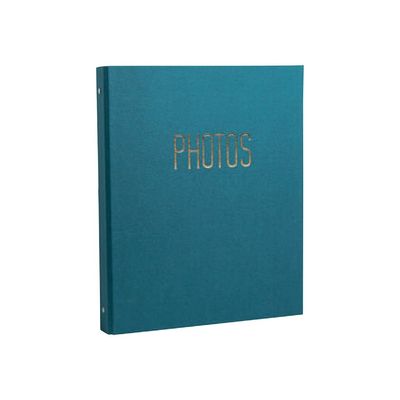 3130630176039-Exacompta OfficeByMe - Album photo classeur - 60 pages noires - bleu canard-Angle gauche-0