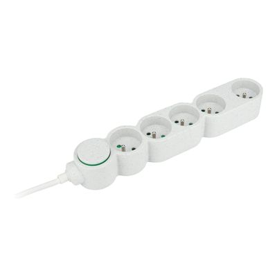 3545411896523-Zenitech - Multiprise - Eco-responsible - 5 Prises - 2P+T -  Home Green - Blanc-Angle droit-0