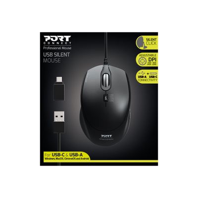 3567049007119-PORT DESIGNS - Souris filaire - silencieuse - noir-Avant-3