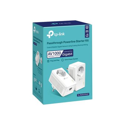 6935364010812-TP-Link TL-PA7017P - Kit CPL AV1000 Gigabit avec port Ethernet gigabit RJ45-Angle gauche-5