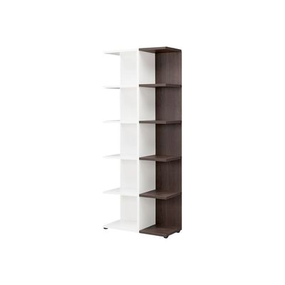 3483600647528-Bibliothèque XENON - L75 x H188 x P36 - Blanc/chêne royal (côtés de finition non compris-Angle droit-0
