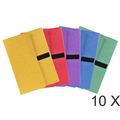 3130632007409-Exacompta - 10 Chemises extensibles 3 rabats à sangle - couleurs assorties--0