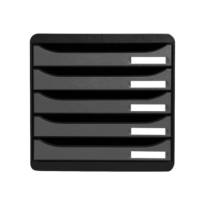 9002493423282-Exacompta BigBox Plus - Module de classement 5 tiroirs - noir/argent-Avant-0