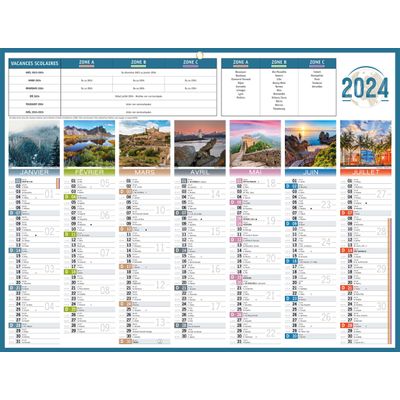 3592930026849-Bouchut Planète - Calendrier de banque 7 mois par face - 32 x 42 cm--0