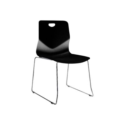 3760185020237-Chaise TECSEAT - Empilable - coque en polypropylène noir - pieds chromés fenêtre-Angle gauche-0