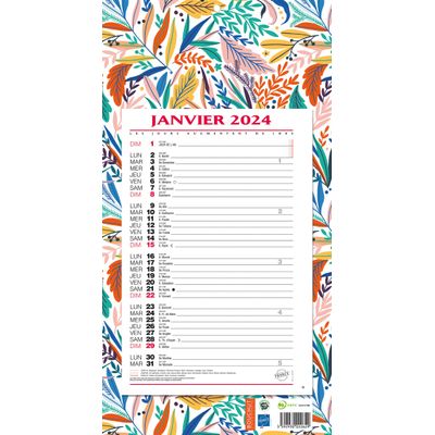 3592930026979-Bouchut 409 Végétal - Calendrier de bloc mensuel à feuillets - 19 x 36 cm--0