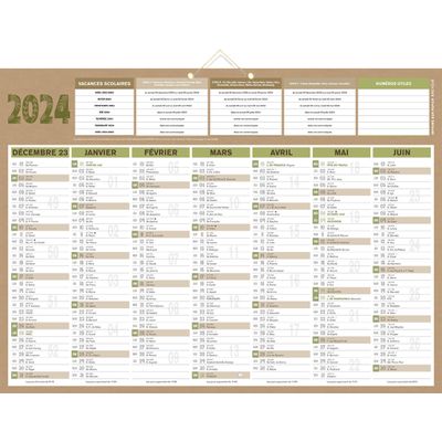 3592930026610-Bouchut Natura - Calendrier bancaire 7 mois par face - 40,5 x 55 cm - beige--0
