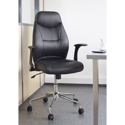 3397701921510-Fauteuil de bureau BRONTES - accoudoirs rabattables - appui-tête intégré - noir--4