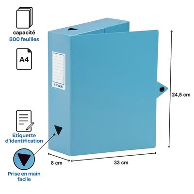 3135251431871-Viquel - Boîte de classement plastique - dos 80 mm - disponible dans différentes couleurs pastels--3