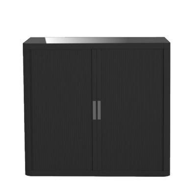 3660141930160-Armoire basse à rideaux EASY OFFICE - 110 x 104 x 41,5 cm - Corps et rideaux noir - Poignée anthracit--0