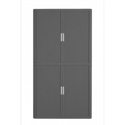 3660141932225-Armoire haute à rideaux EASY OFFICE - 110 x 204 x 41,5 cm - Corps et rideaux anthracite - Poignée gri--0