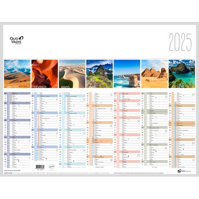 3371017523644-Quo Vadis - Calendrier Fantaisie 7 mois par face - 43 x 33,5 cm - Terre--0