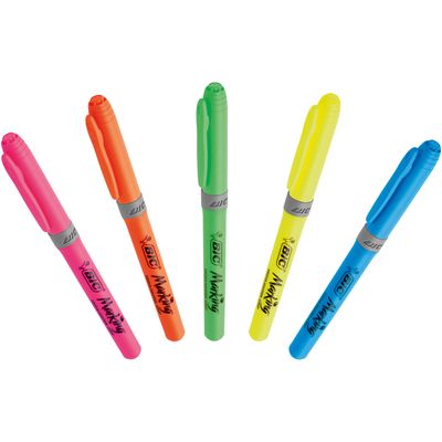 3086126633800-BIC Marking Highlighter Grip - Pack de 5 surligneurs - couleurs assorties--1