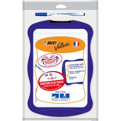 3086126668468-BIC Kids - Ardoise Velleda blanche - 20 x 31 cm - double face - cadre violet--0