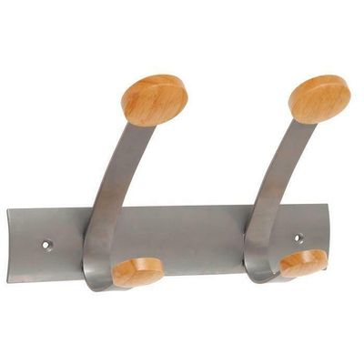 3129710013128-Patère murale à visser métal et embouts en bois - 2 positions--0