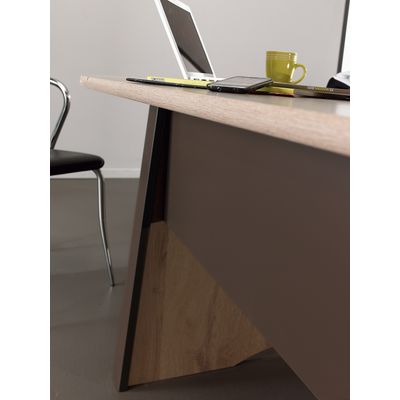 3483600448361-Bureau MAMBO - 140 cm - Pieds panneaux - Chêne/chocolat--2