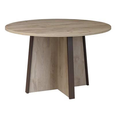 3483600448484-Table de réunion ronde MAMBO - Chêne/chocolat--0