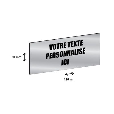 2012348178004-Plaque boîte à lettres personnalisée avec votre texte - 120 x 50 mm - argentée - adhésivée prête--0