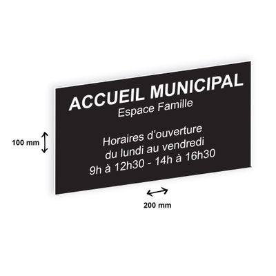 3459590648340-Plaque personnalisée avec votre texte - 200 x 100 mm - noire - adhésivée prête à poser--1