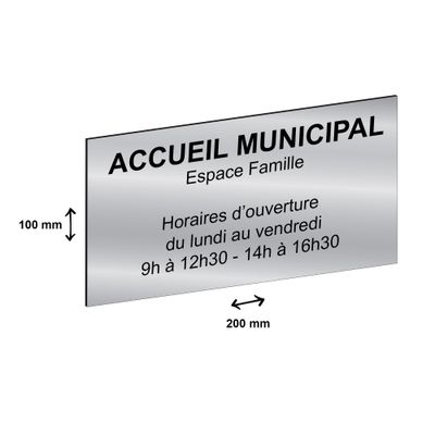 3459590648425-Plaque personnalisée avec votre texte - 200 x 100 mm - argentée - adhésivée prête à poser--1