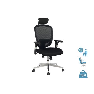 3397704188194-Fauteuil de bureau COMPUTECH - accoudoirs ajustables - appuie-tête - noir--0