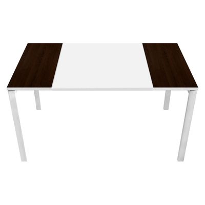 3660141220308-Table de réunion EASYDESK - L150 x P114 x H75 cm - blanc/wengé--0