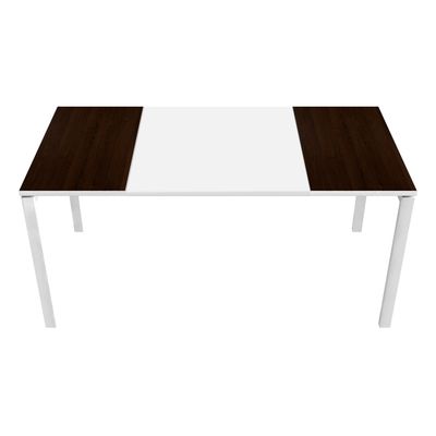 3660141250916-Bureau droit EASYDESK - L160 x P80 cm  - Blanc/wengé--0