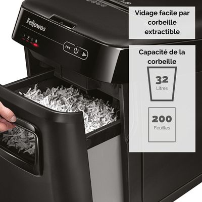 043859676125-Fellowes AutoMax 200C - destructeur de documents coupe croisée - 200 feuilles - Corbeille 32 litres - anti-bourrage - destruc--2