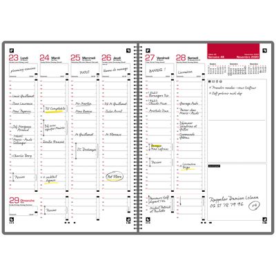 3147280049682-Agenda à spirale Oxford Office - 1 semaine sur 2 pages - 15 x 21 cm - gris/rouge - Hamelin--1