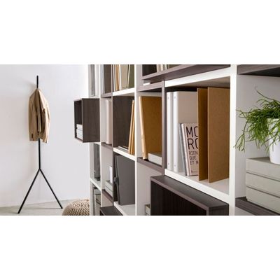 3483600647528-Bibliothèque XENON - L75 x H188 x P36 - Blanc/chêne royal (côtés de finition non compris)--1