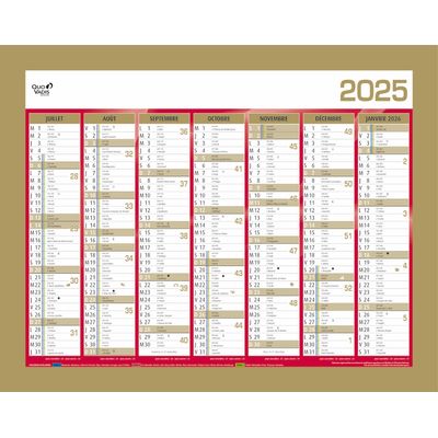 3371017525365-Quo Vadis - Calendrier bancaire 7 mois par face - 33 x 43 cm - or--1