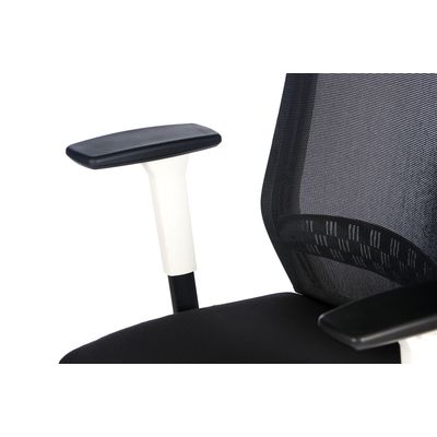3760185028653-Fauteuil de bureau SCOTT - accoudoirs réglables - appuie-tête réglable - noir base blanche--5