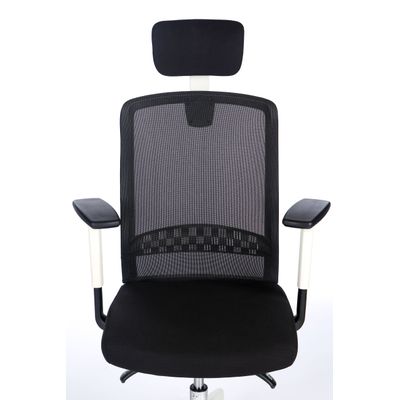 3760185028653-Fauteuil de bureau SCOTT - accoudoirs réglables - appuie-tête réglable - noir base blanche--6