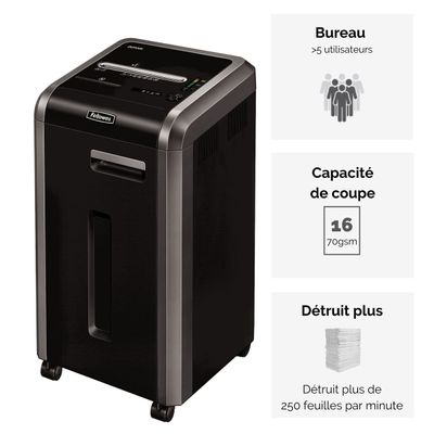 0043859642724-Fellowes Powershred 225Mi - destructeur de documents coupe croisée microparticules - 16 feuilles - Cor--1