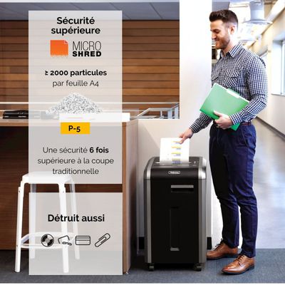 0043859642724-Fellowes Powershred 225Mi - destructeur de documents coupe croisée microparticules - 16 feuilles - Cor--3