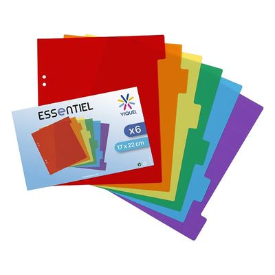 3135251840871-Viquel - Intercalaires 6 positions - 17 x 22 cm - polypropylène coloré--0