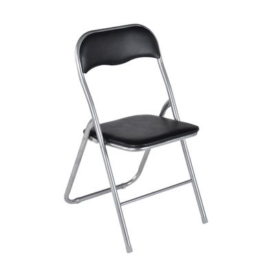 3760185028912-Chaise pliante JUNY - assise et dossier recouverts de PVC - noir--0