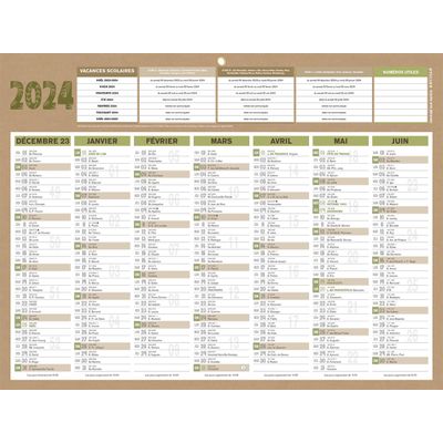 3592930026603-Bouchut Natura - Calendrier bancaire 7 mois par face - 32 x 42 cm - beige--0