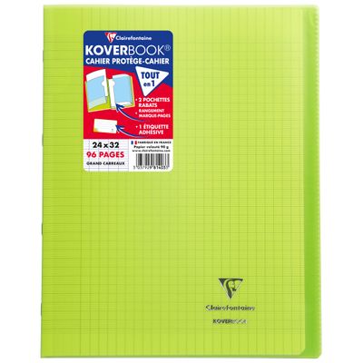 3037929814019-Clairefontaine Koverbook - Cahier polypro 24 x 32 cm - 96 pages - grands carreaux (Seyes) - disponible dans diff--3