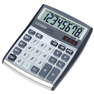 4562195133025-Calculatrice de bureau Citizen CDC-80 - 8 chiffres - alimentation batterie et solaire - argenté--0