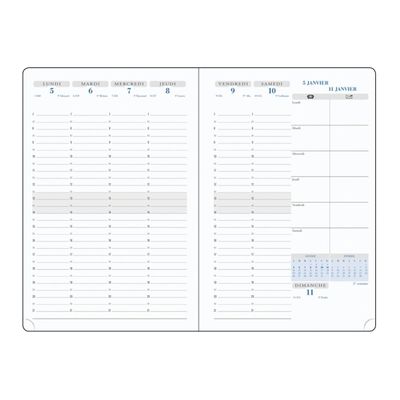 3660942060424-Agenda Tweed - 1 semaine sur 2 pages - 15 x 21 cm - 12 mois- disponible dans différentes couleurs - Ex--3